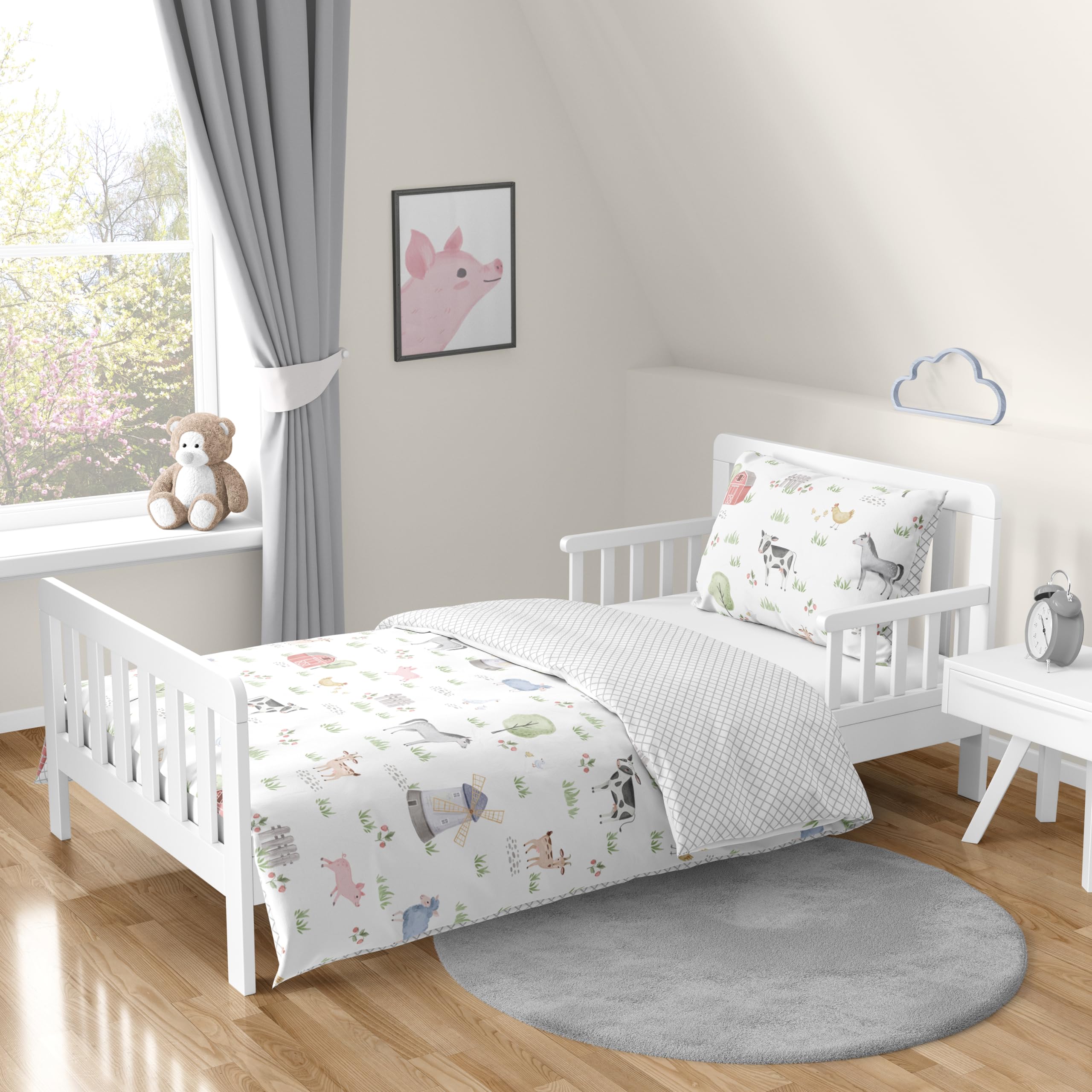 Foto 2 pulgar | Juego de Ropa de Cama Sweet Jojo Diseño Animales de Granja 5 Piezas - Venta Internacional