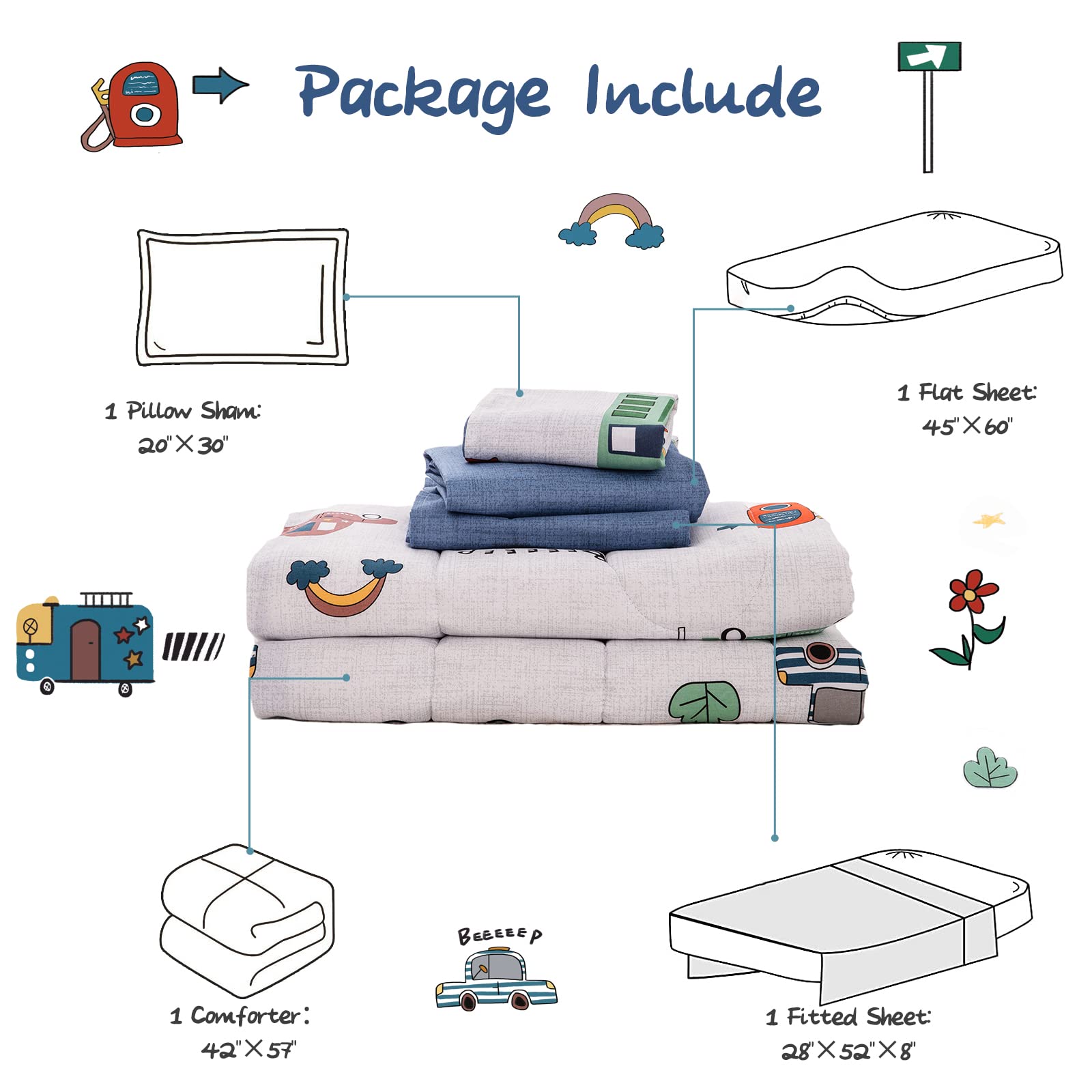Foto 8 pulgar | Juego De Ropa De Cama Wongs Bedding Cars 4 Piezas Algodón - Venta Internacional