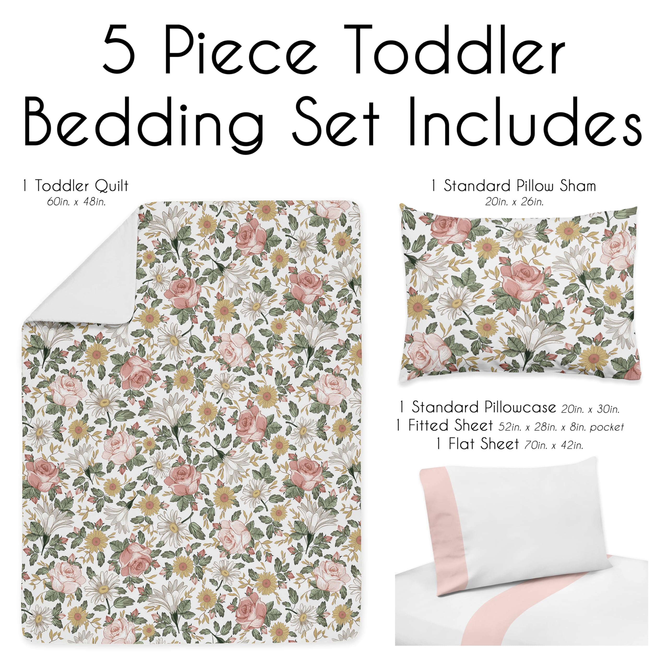 Foto 4 pulgar | Juego de Ropa de Cama Sweet Jojo Designs Vintage Floral para Niña 5 Piezas - Venta Internacional