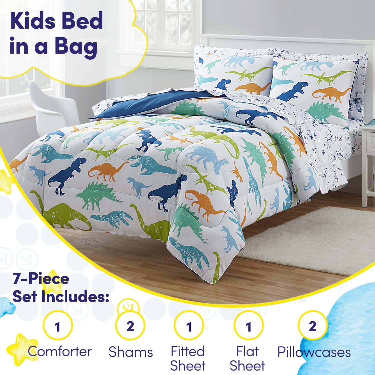 Foto 3 pulgar | Juego De Cama Sweet Home Collection Full Dinosaur, 4 Piezas - Venta Internacional.