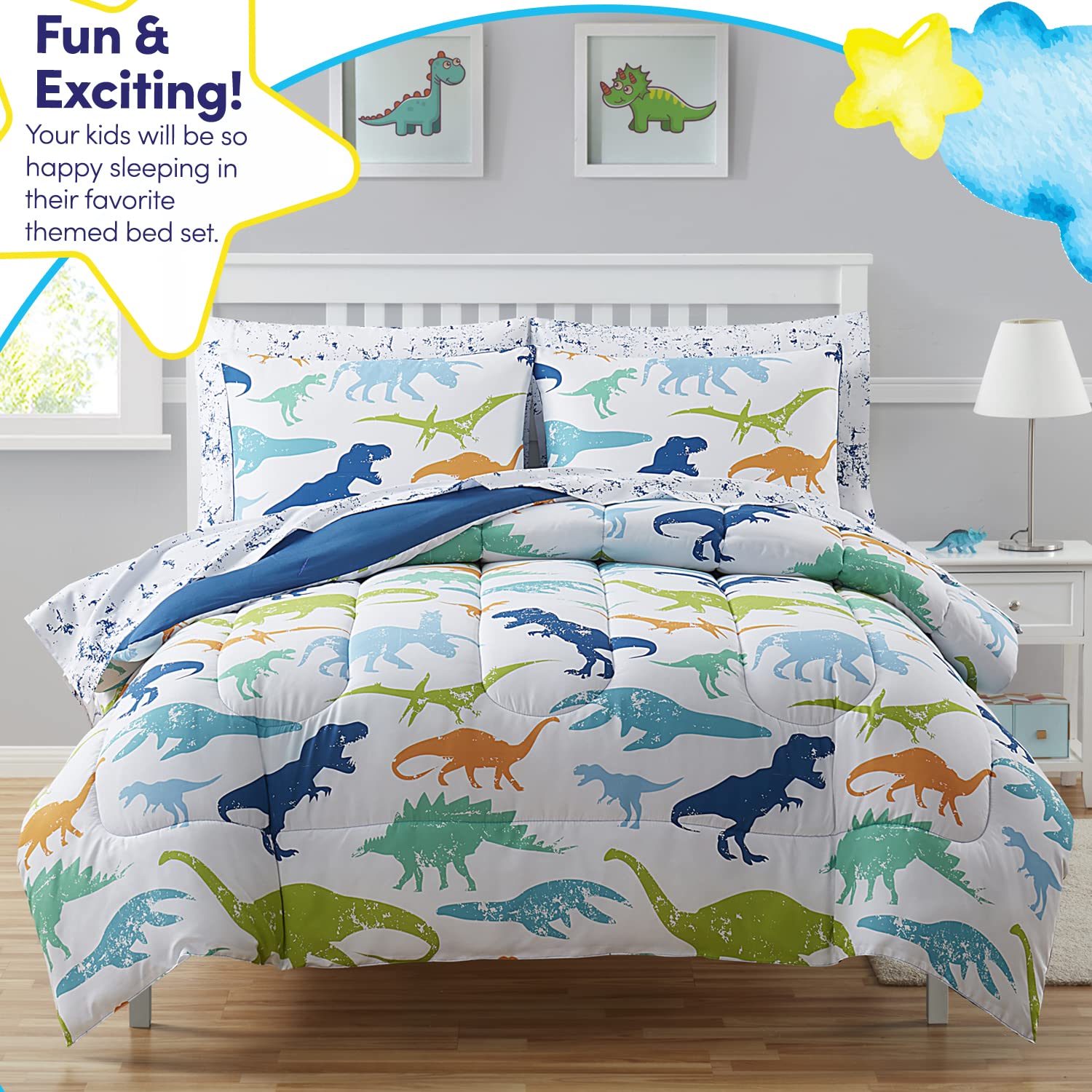 Foto 4 pulgar | Juego De Cama Sweet Home Collection Full Dinosaur, 4 Piezas - Venta Internacional.