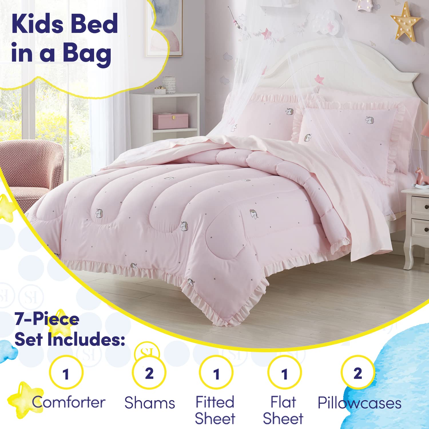 Foto 3 pulgar | Juego de Ropa para Cama Sweet Home Collection Rainbow Unicorn - Venta Internacional
