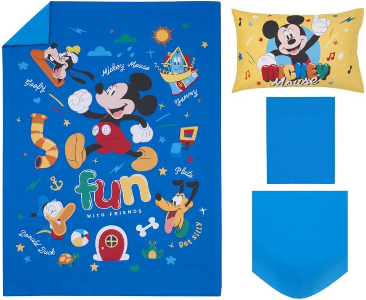 Foto 3 pulgar | Juego De Ropa De Cama Disney Mickey Mouse De 4 Piezas Para Niños Pequeños - Venta Internacional.