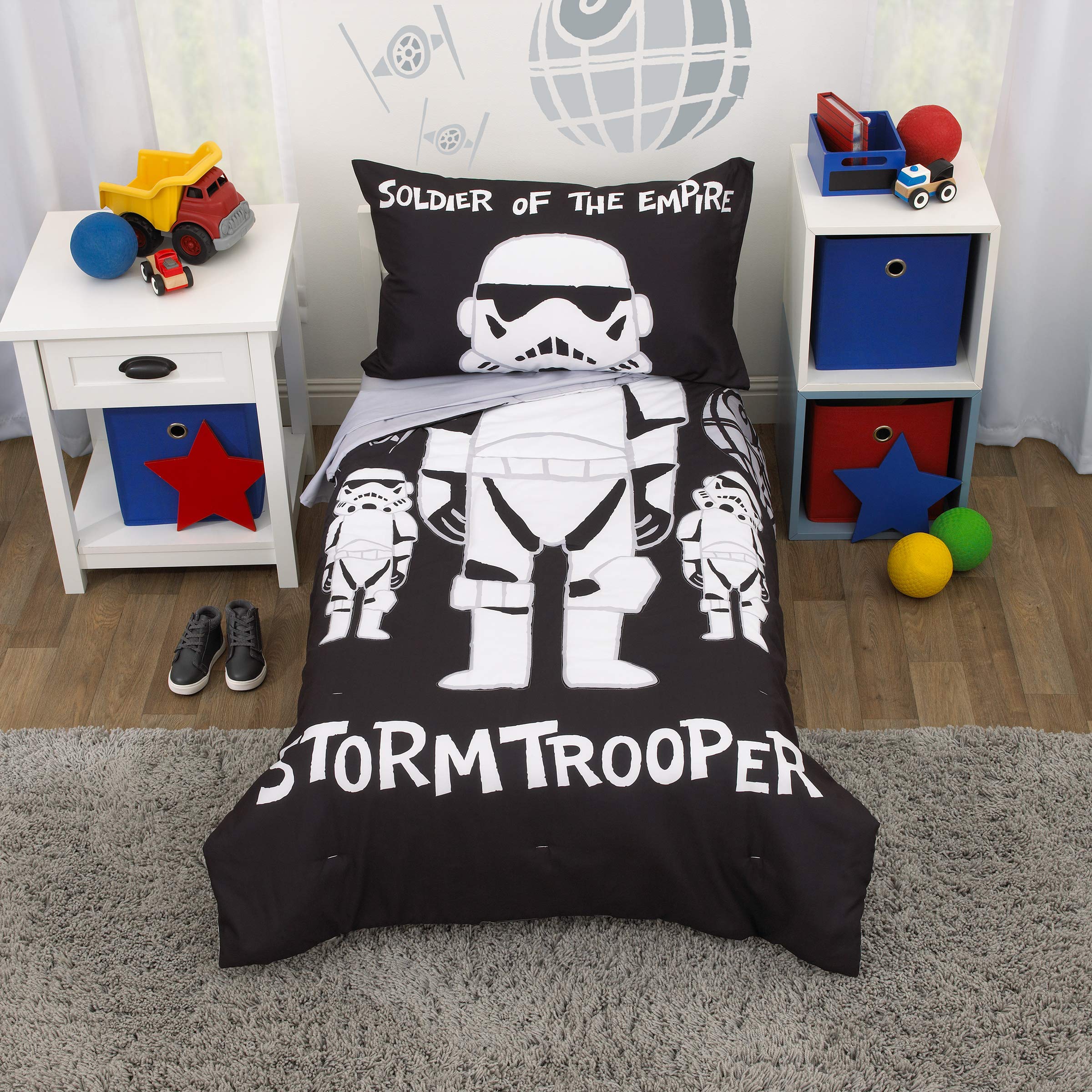 Juego De Cama Disney Star Wars Storm Trooper De 4 Piezas Para Niños Pequeños - Venta Internacional.