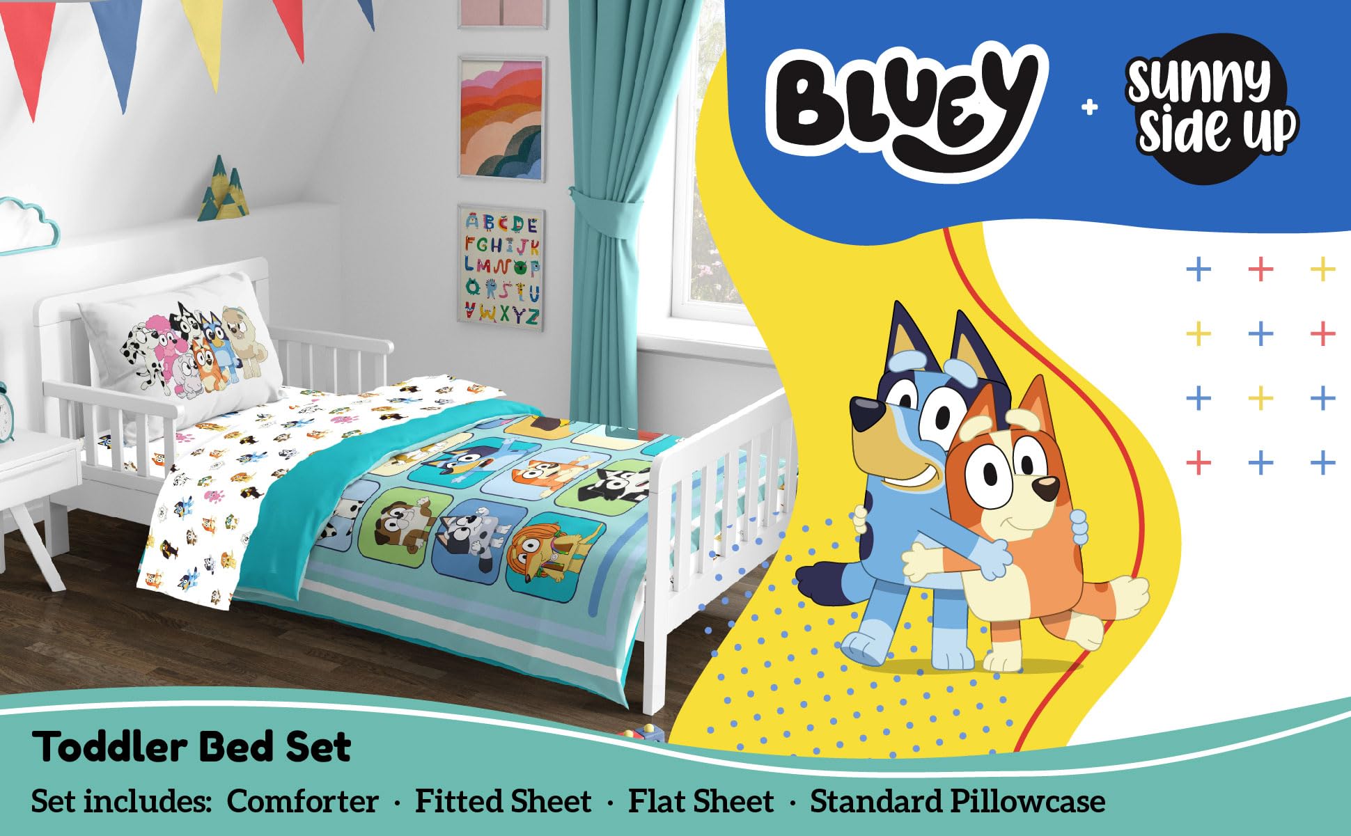 Foto 2 | Juego De Edredón Sunny Side Up Bluey & Friends Para Niños Pequeños De 4 Piezas - Venta Internacional.