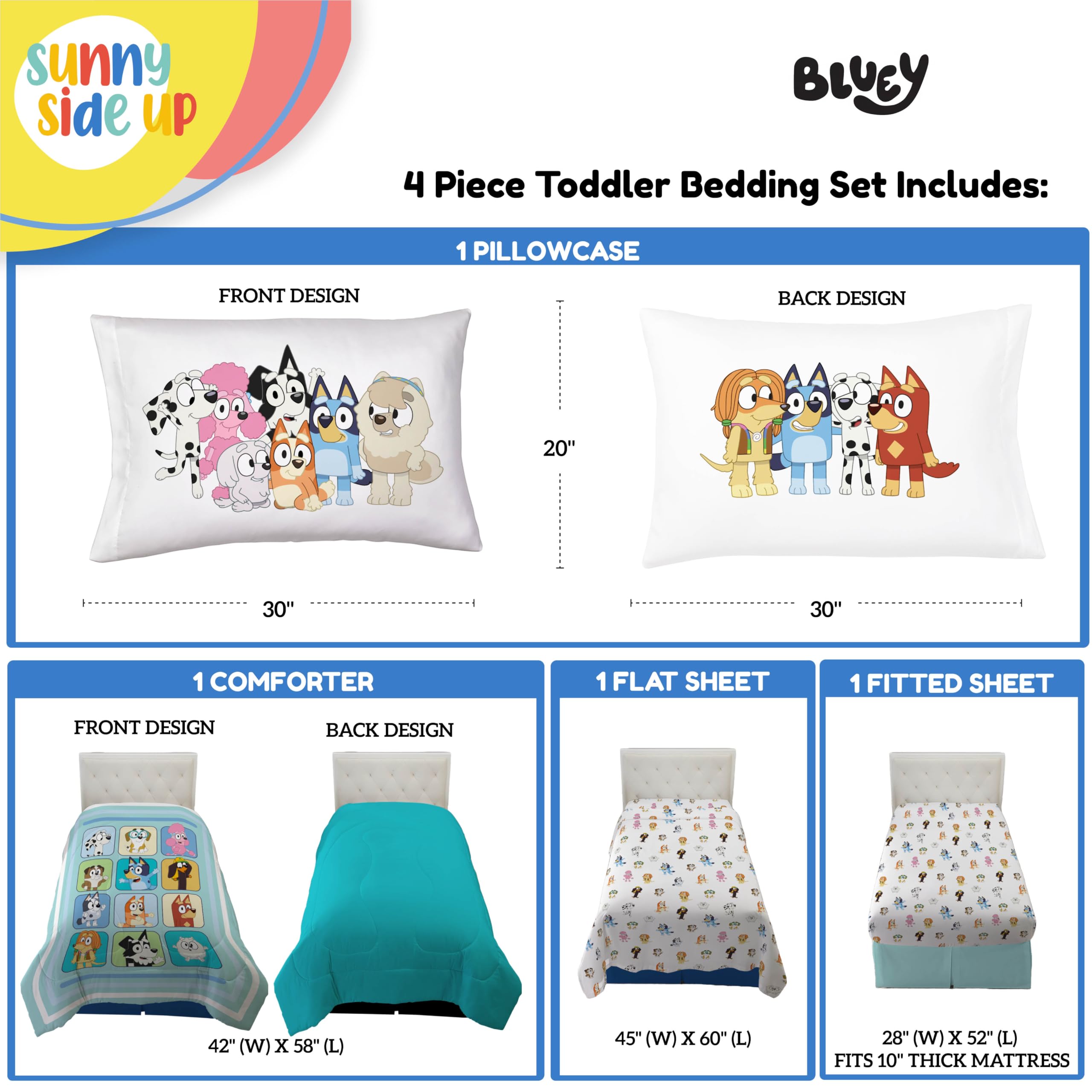Foto 4 pulgar | Juego De Edredón Sunny Side Up Bluey & Friends Para Niños Pequeños De 4 Piezas - Venta Internacional.