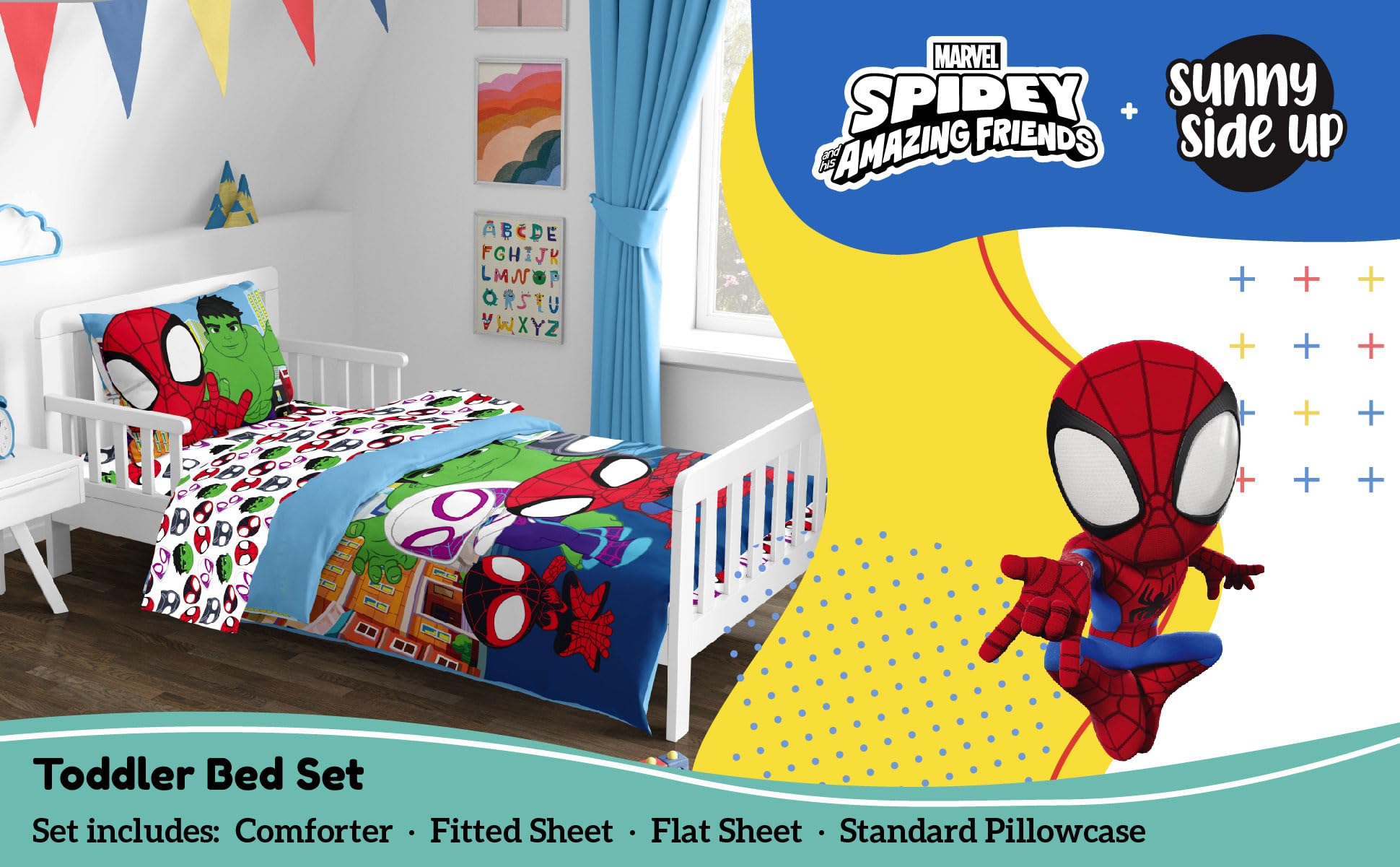 Foto 3 pulgar | Set De Edredón Para Niños Pequeños Sunny Side Up Marvel Spidey & Friends - Venta Internacional.