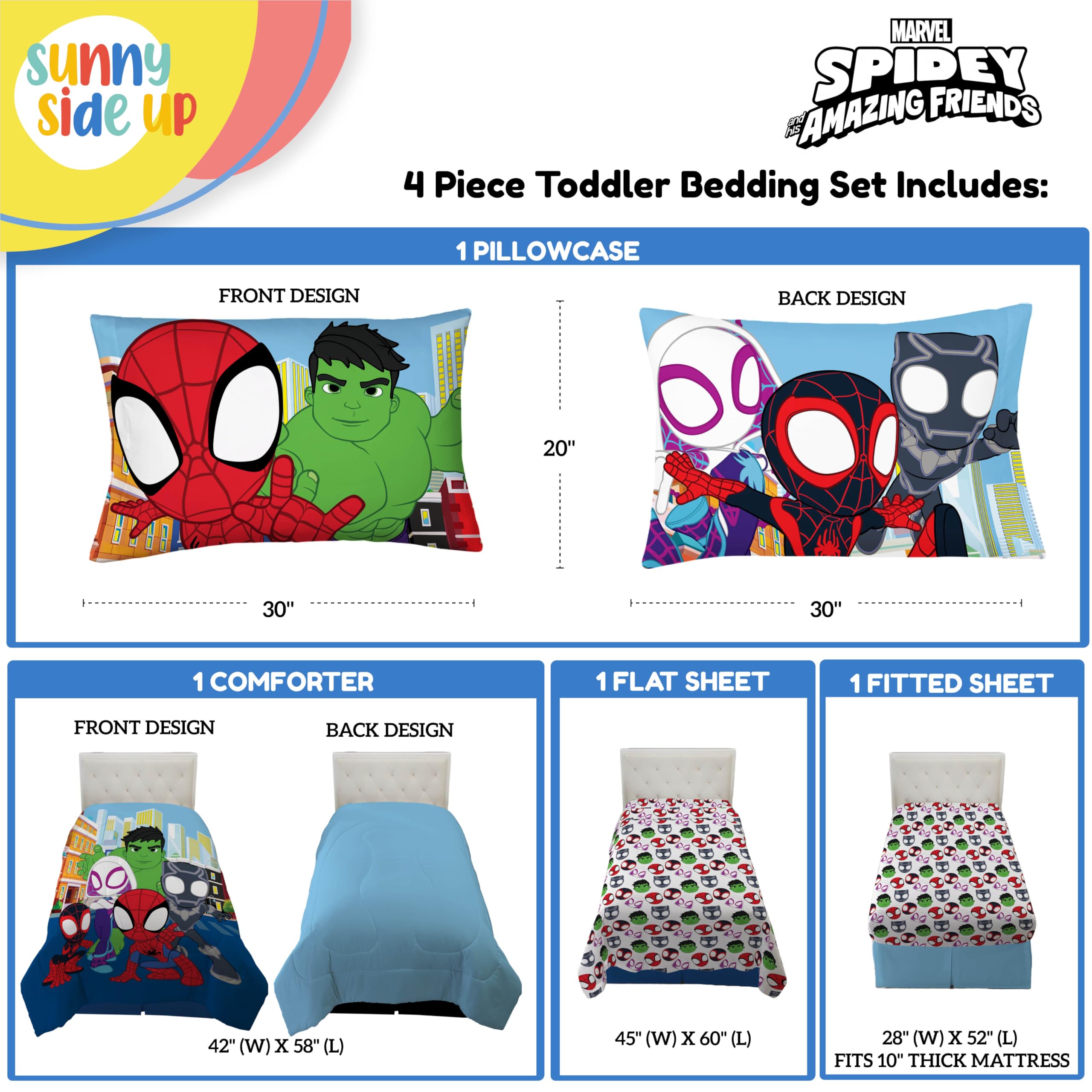 Foto 3 | Set De Edredón Para Niños Pequeños Sunny Side Up Marvel Spidey & Friends - Venta Internacional.