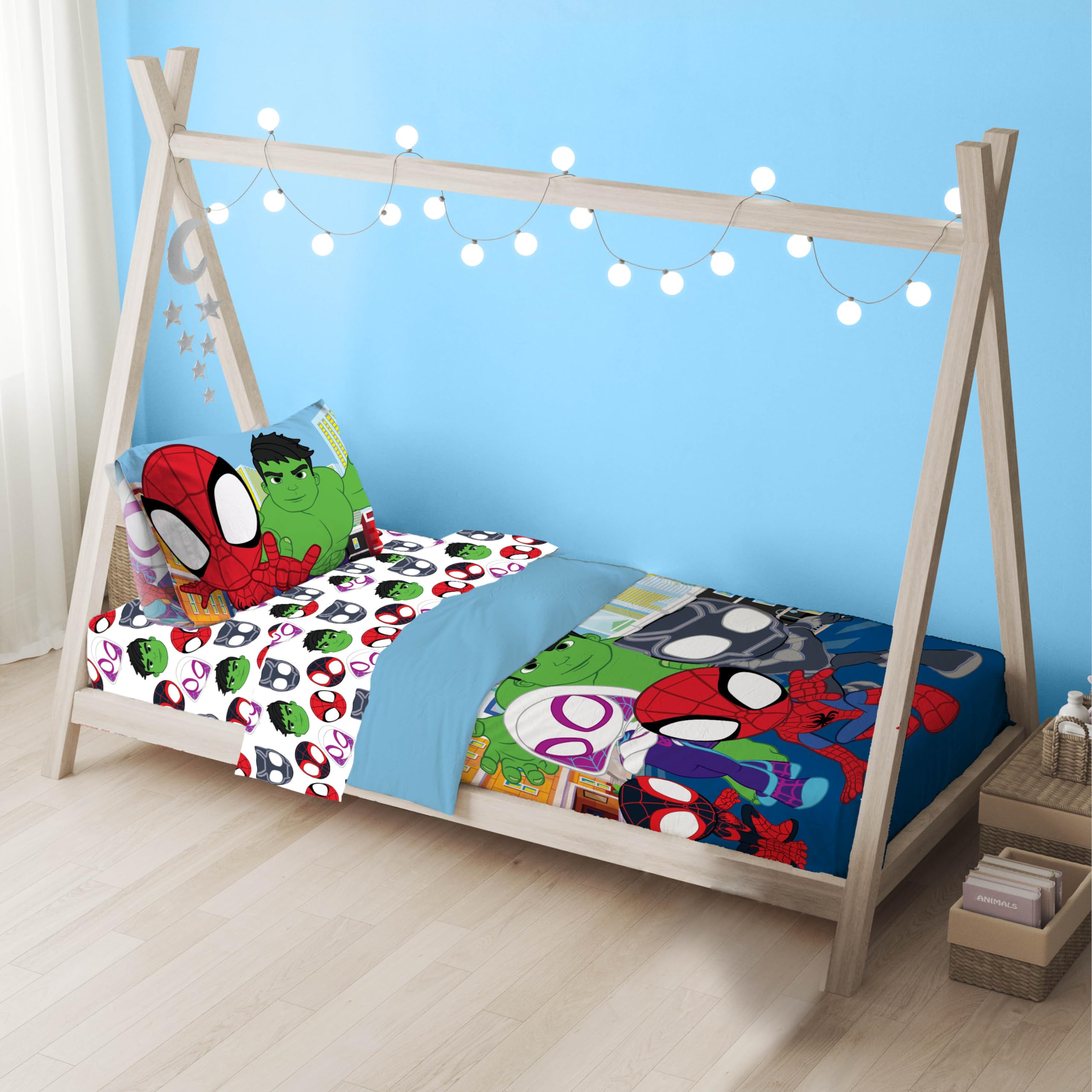 Foto 7 | Set De Edredón Para Niños Pequeños Sunny Side Up Marvel Spidey & Friends - Venta Internacional.