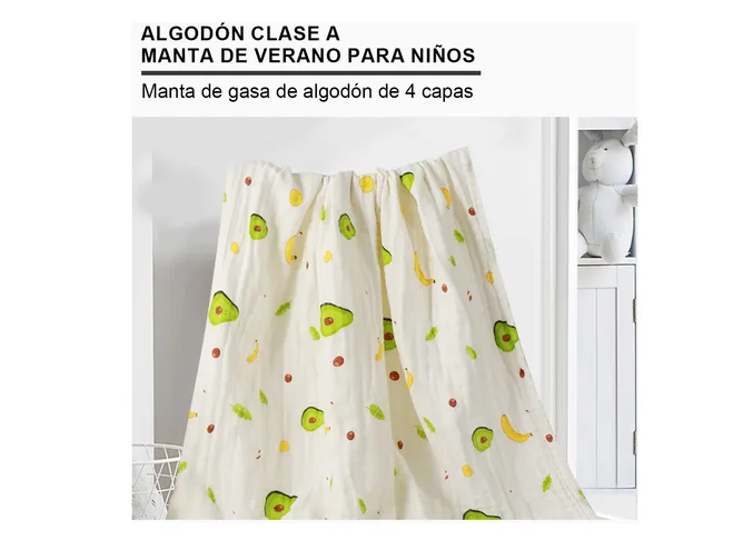 Foto 4 pulgar | Xtellar Verano Manta De Lujo En Muselinas De Algodón Suave Para Bebé- Cobijas Transpirables