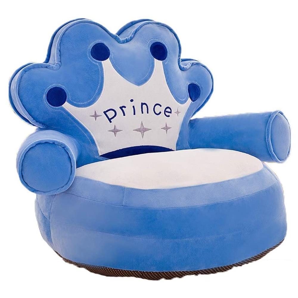 Foto 2 pulgar | Sillón Puff para Bebé Niño Decoración Corona Príncipe color Azul