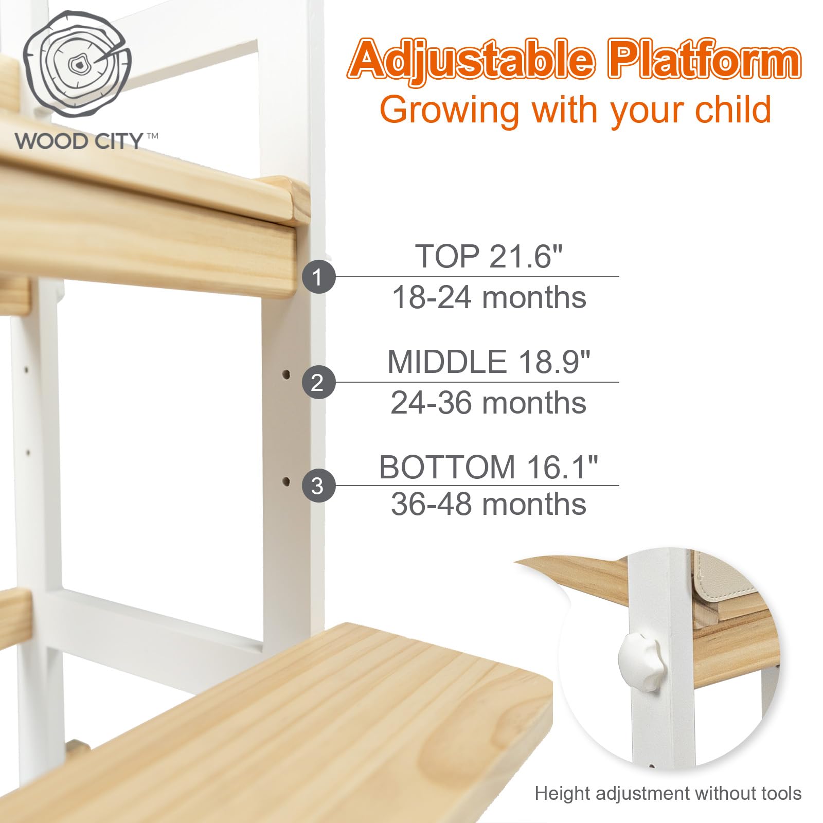 Foto 3 pulgar | Taburete De Cocina Wood City Para Niños Pequeños, De Pie, Color Natural - Venta Internacional.