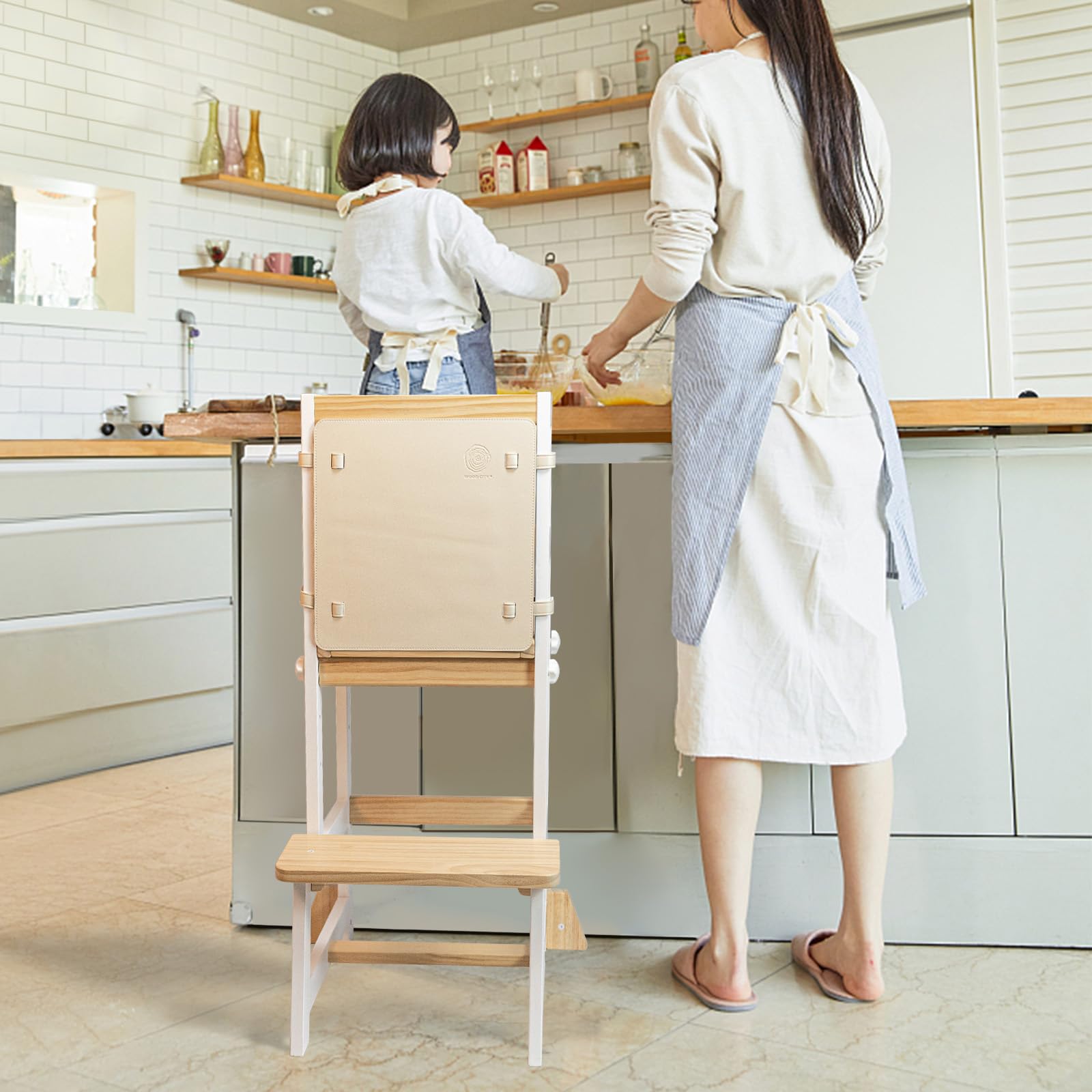 Foto 4 pulgar | Taburete De Cocina Wood City Para Niños Pequeños, De Pie, Color Natural - Venta Internacional.