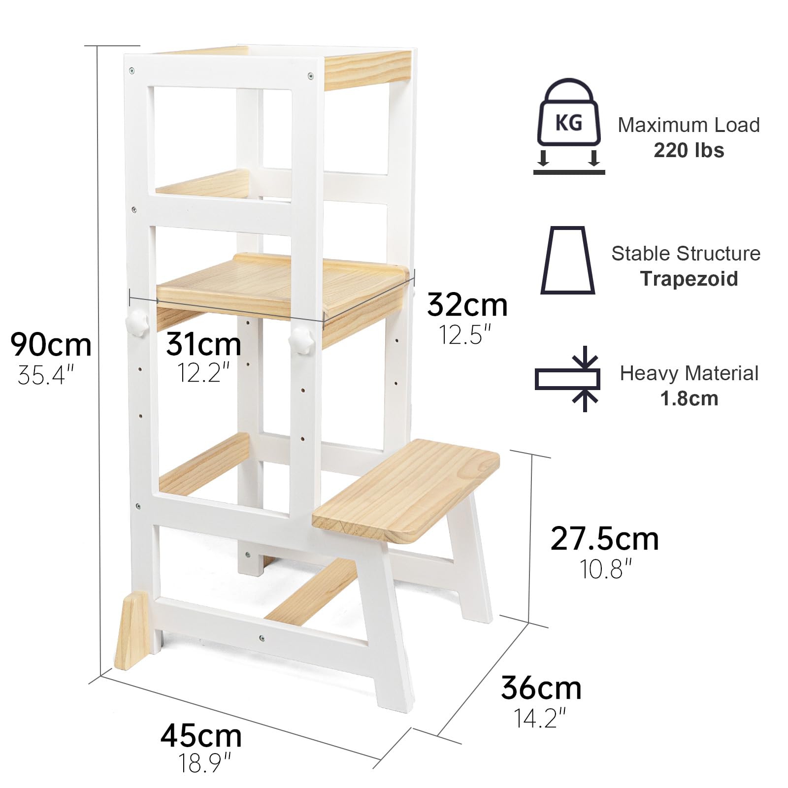 Foto 5 | Taburete De Cocina Wood City Para Niños Pequeños, De Pie, Color Natural - Venta Internacional.