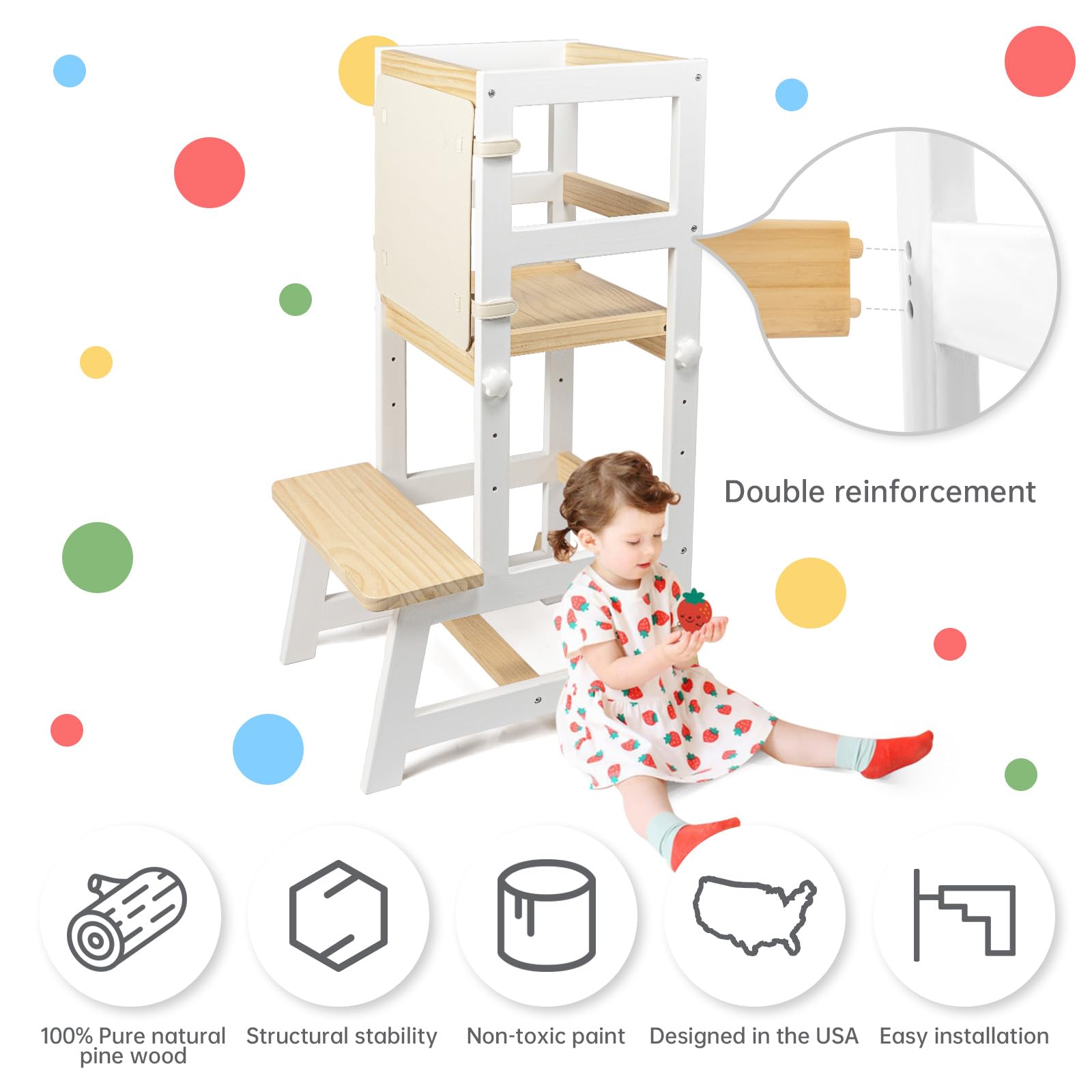 Foto 7 pulgar | Taburete De Cocina Wood City Para Niños Pequeños, De Pie, Color Natural - Venta Internacional.