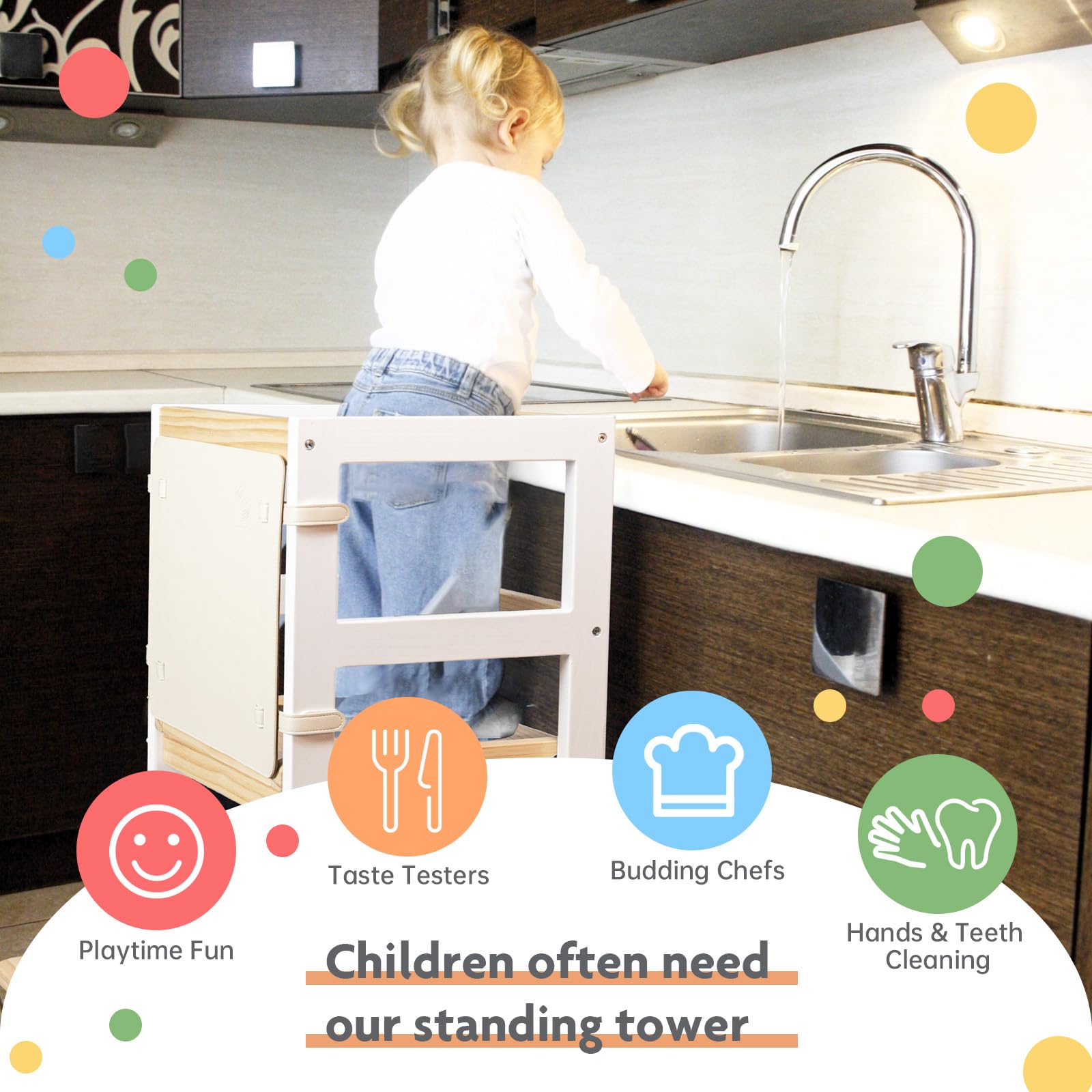 Foto 8 pulgar | Taburete De Cocina Wood City Para Niños Pequeños, De Pie, Color Natural - Venta Internacional.