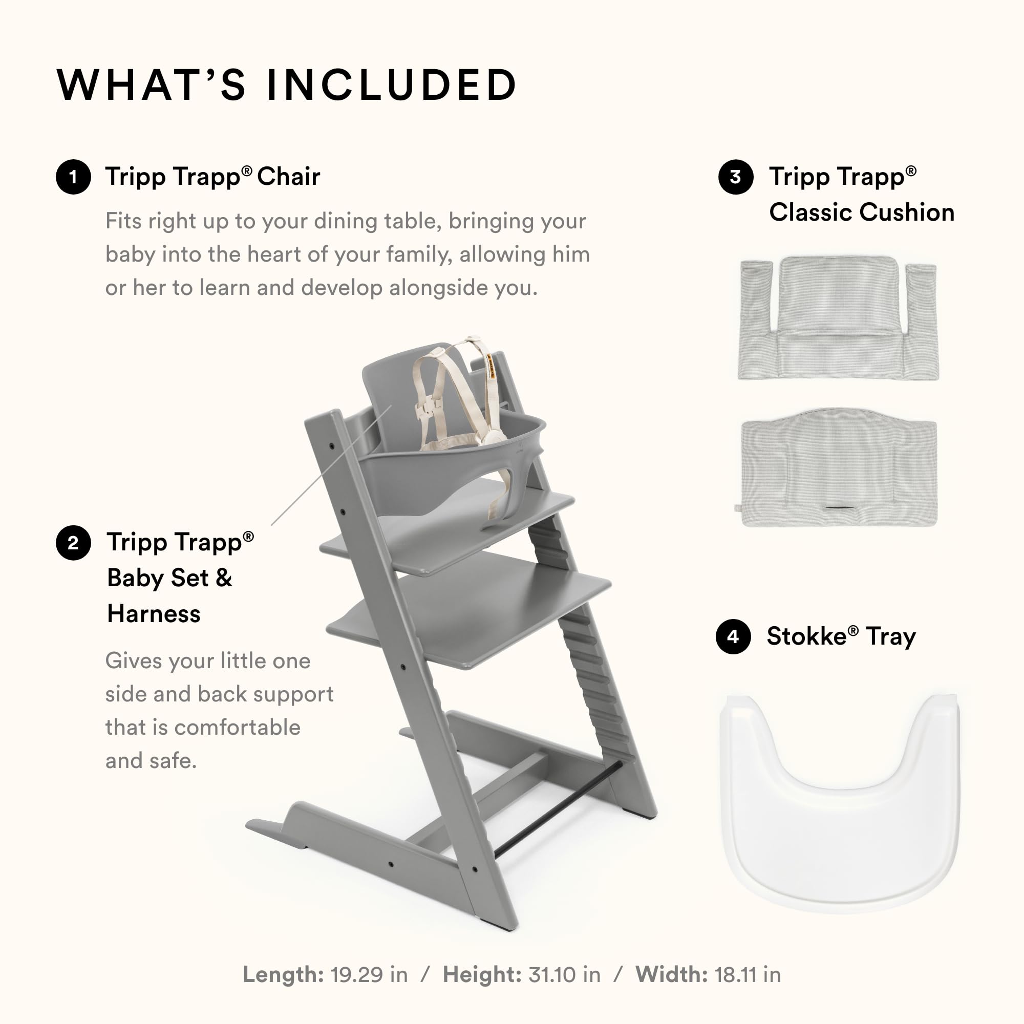 Foto 5 | Trona Stokke Tripp Trapp 2 Storm Grey Con Cojín Y Bandeja - Venta Internacional.