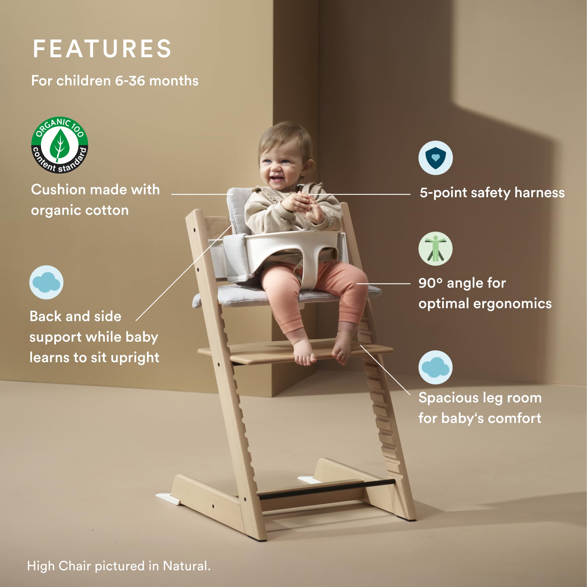 Foto 2 | Trona Stokke Tripp Trapp 2 Blanca Con Cojín Gris Nórdico - Venta Internacional.