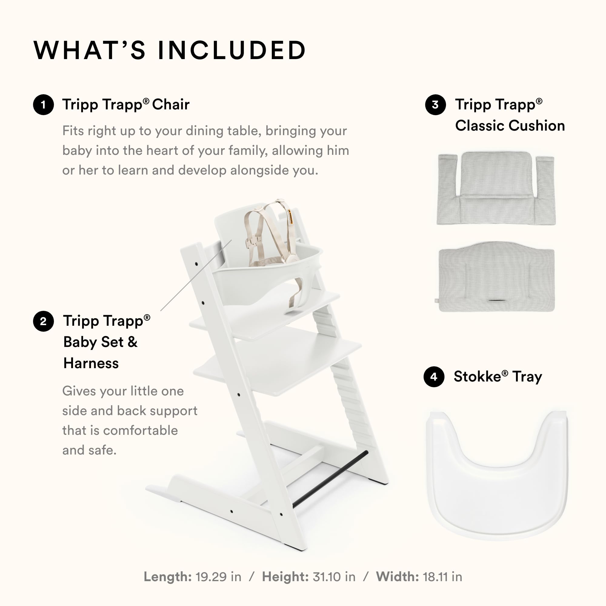 Foto 5 | Trona Stokke Tripp Trapp 2 Blanca Con Cojín Gris Nórdico - Venta Internacional.