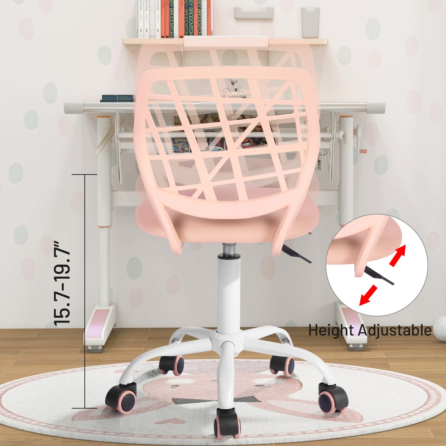Foto 5 pulgar | Silla De Escritorio Furniturer Para Niños  De Malla  Giratoria  Sin Brazos  Con Cojín - Venta Internacional.