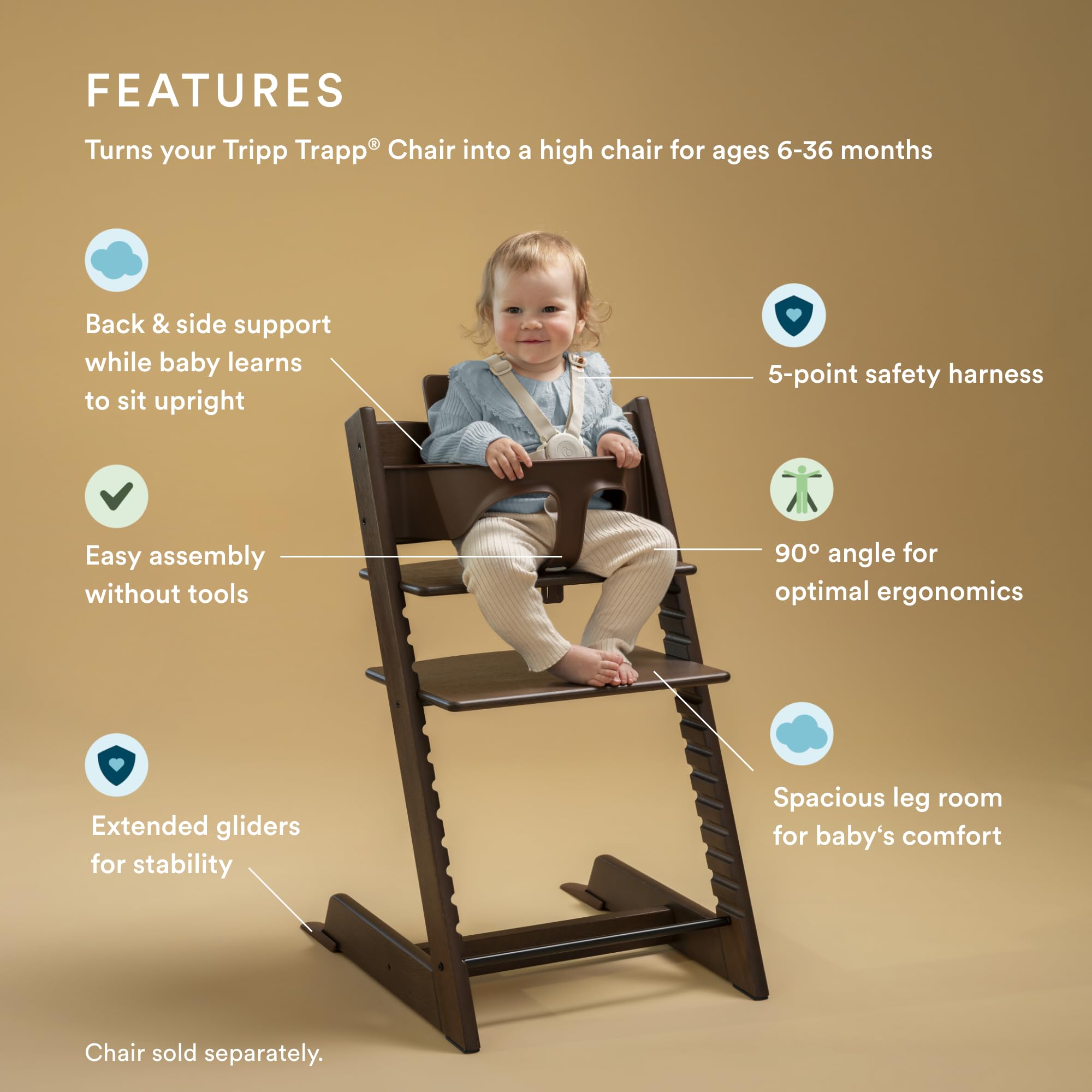 Foto 3 pulgar | Set De 2 Sillas Altas Stokke Tripp Trapp Para Bebés  Color Marrón Cálido  Con Arnés - Venta Internacional.