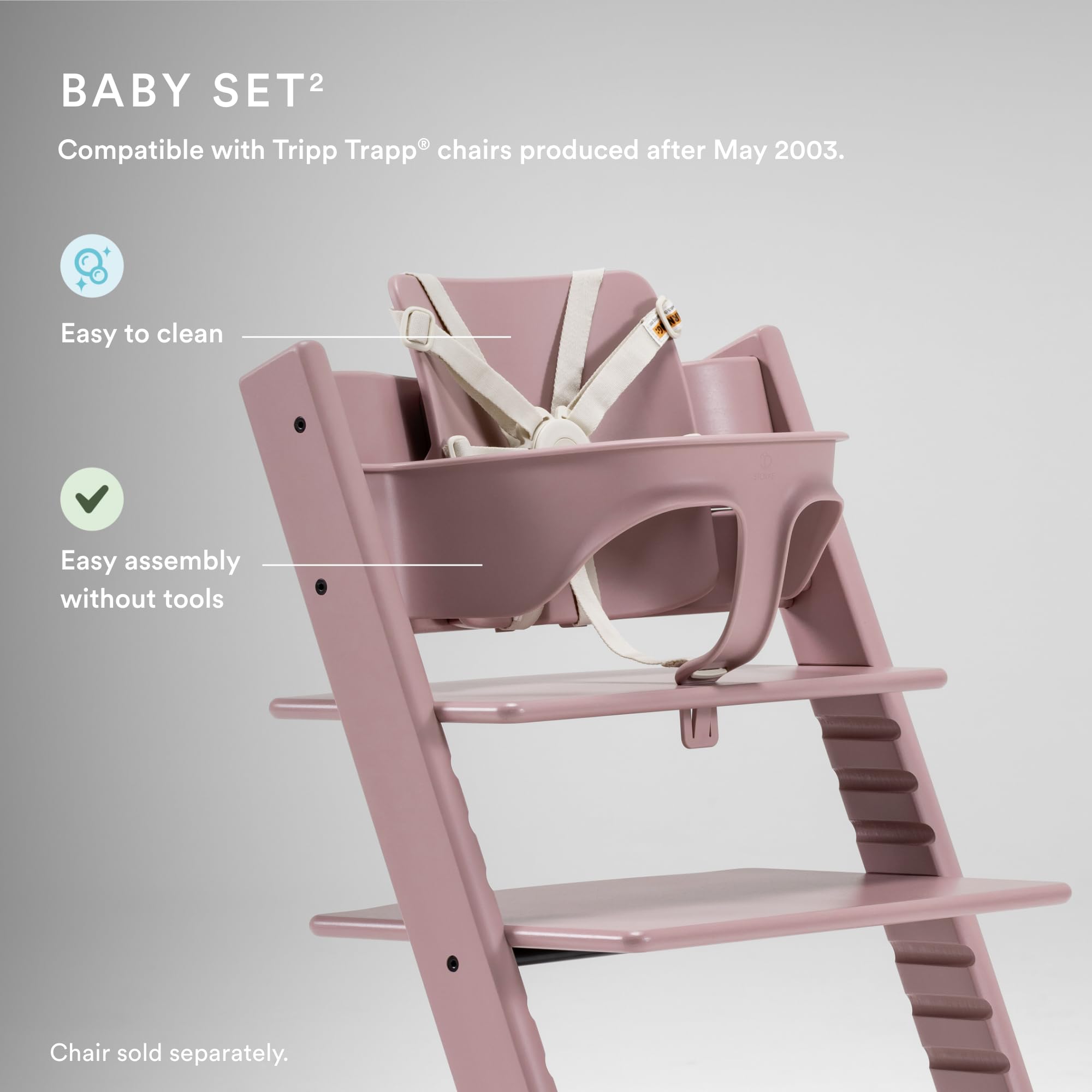 Foto 3 | Set De 2 Sillas Altas Stokke Tripp Trapp Para Bebés  Color Malva Jaspeado  6-36 M - Venta Internacional.