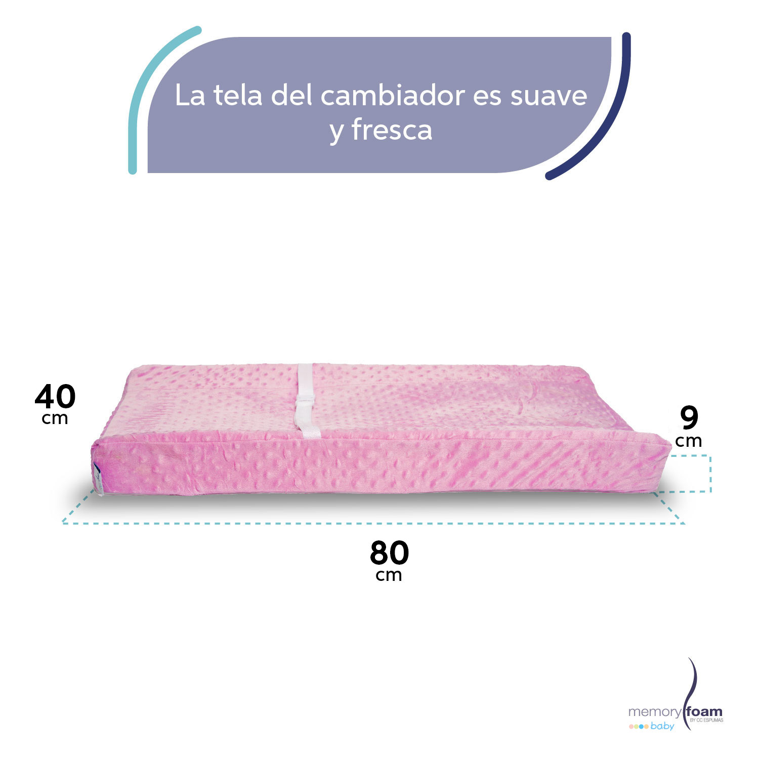 Foto 6 pulgar | Cambiador Bebé/ Cambiador Pañales Con Funda Lavable Rosa Memory Foam