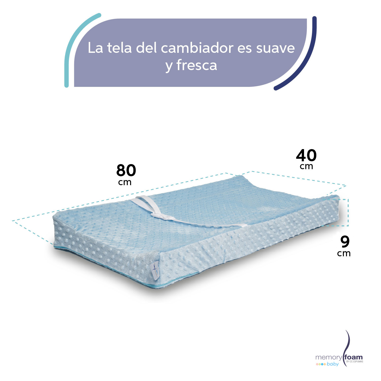 Foto 6 pulgar | Cambiador Bebé/ Cambiador Pañales Con Funda Lavable Azul Memory Foam