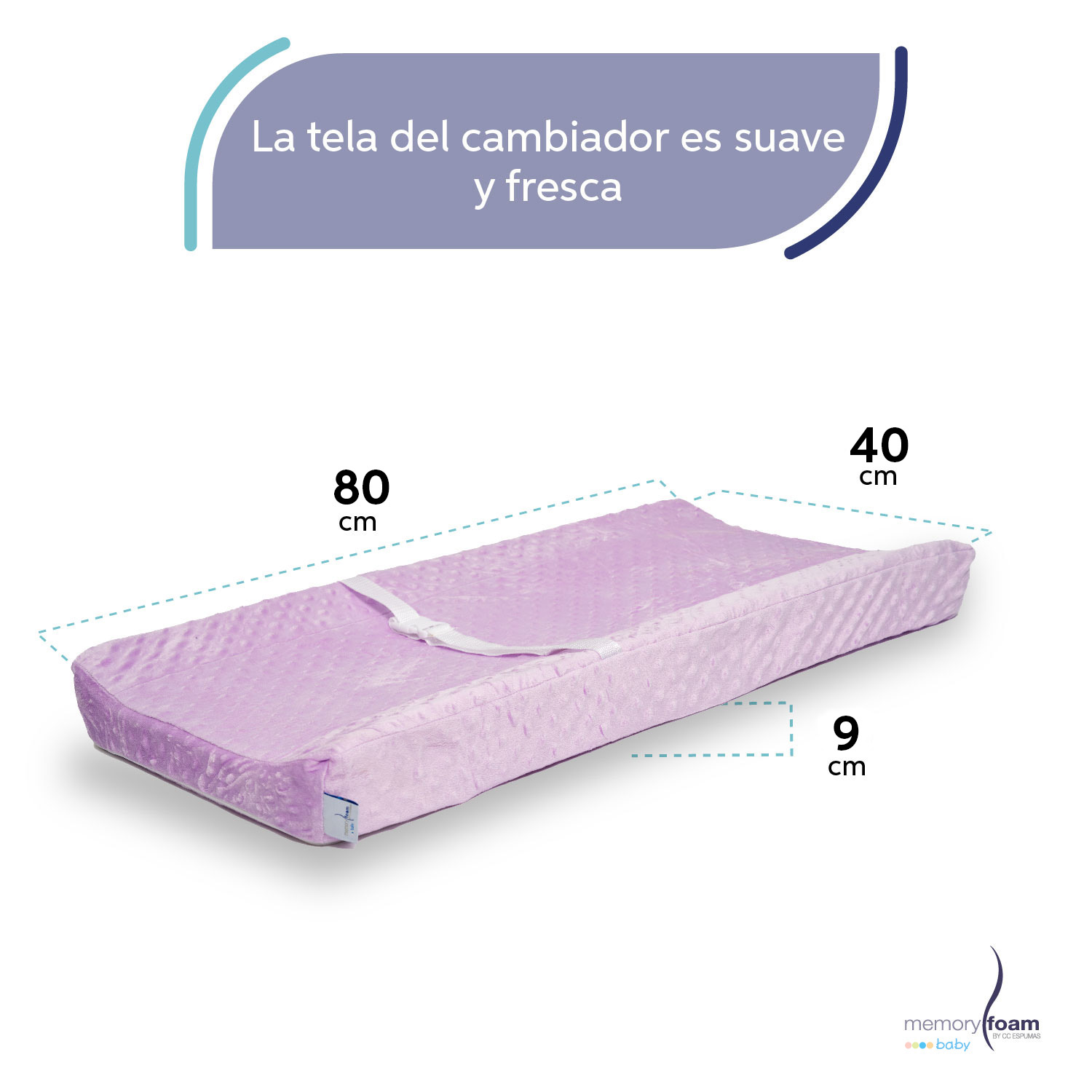 Foto 6 pulgar | Cambiador Bebé/ Cambiador Pañales Con Funda Lavable Lila Memory Foam