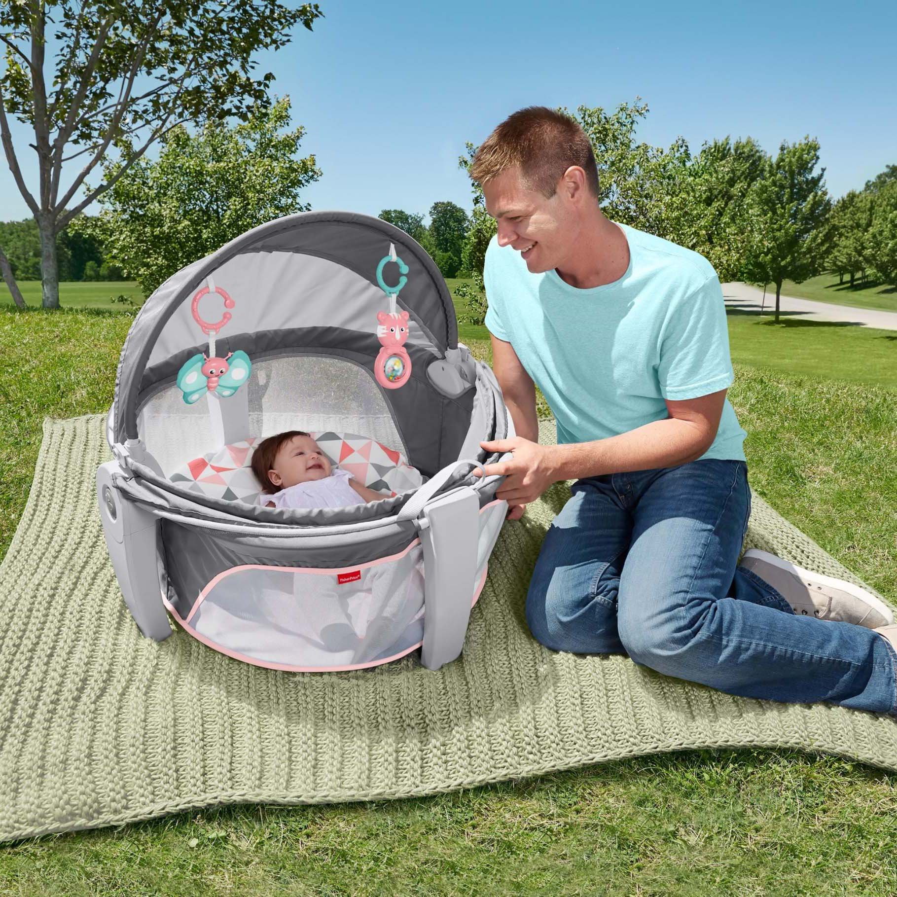 Foto 3 pulgar | Cuna Portátil Fisher-price On-the-go Baby Dome Rosy Windmill - Venta Internacional.