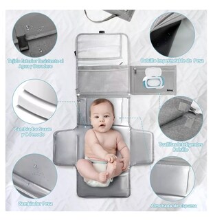 Foto 2 | Cambiador De Bebé Impermeable Belug Portátil Artículos Para Bebes, Gris