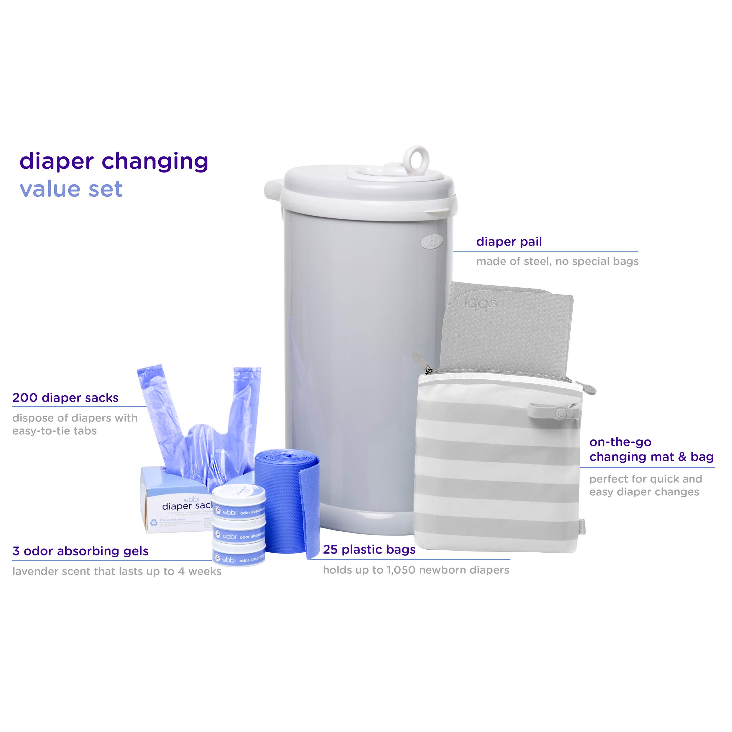 Foto 3 | Set De Regalo Diaper Changing Value, Cubo De Pañales Gris Ubbi - Venta Internacional.