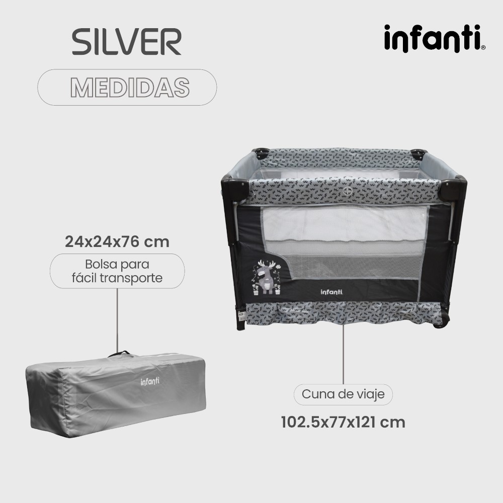 Foto 7 | Corral- Colecho Infanti Silver Ultracompacta Con Cambiador Desmontable Color Negro