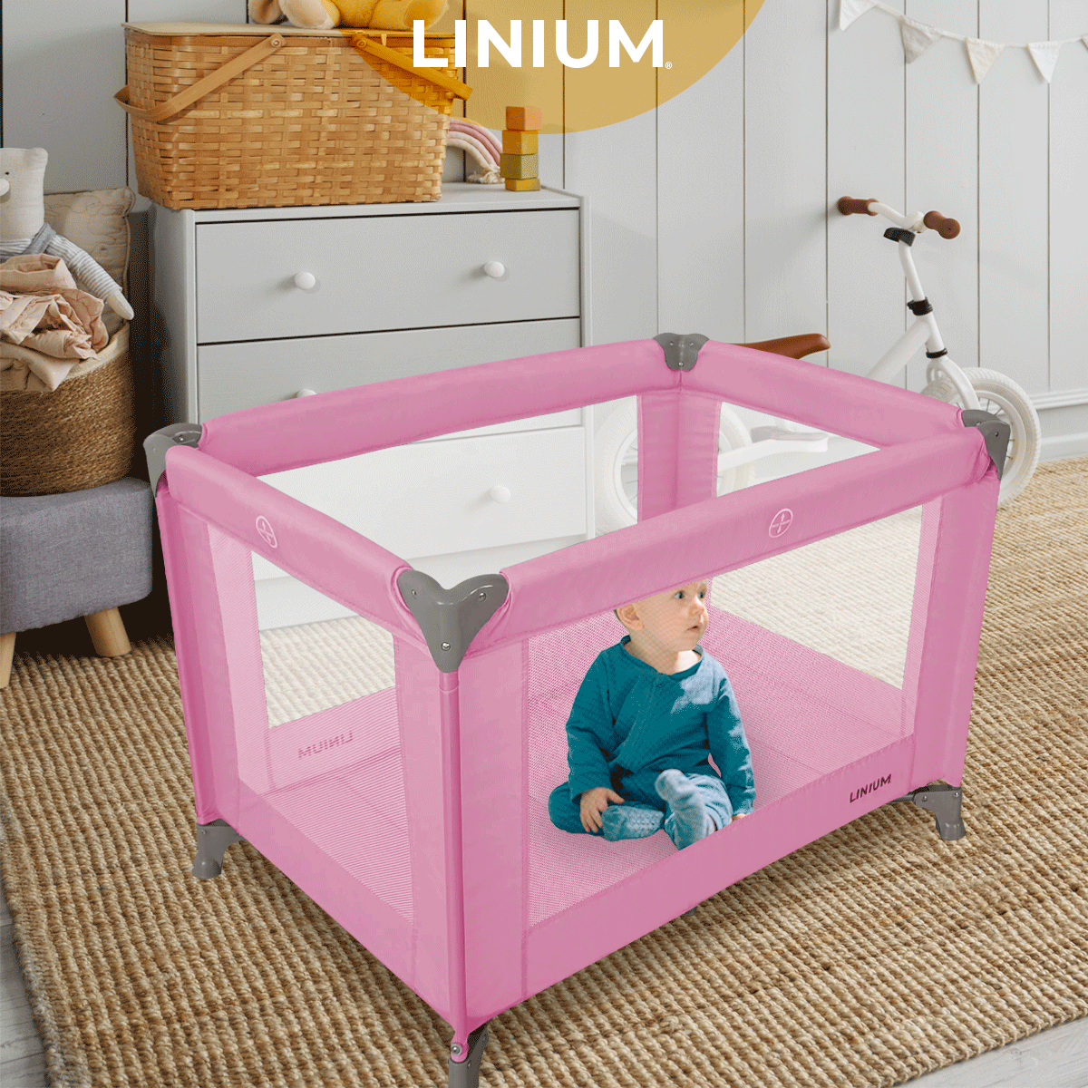 Foto 5 | Cuna Corral 2 en 1 Linium Plegable Rosa