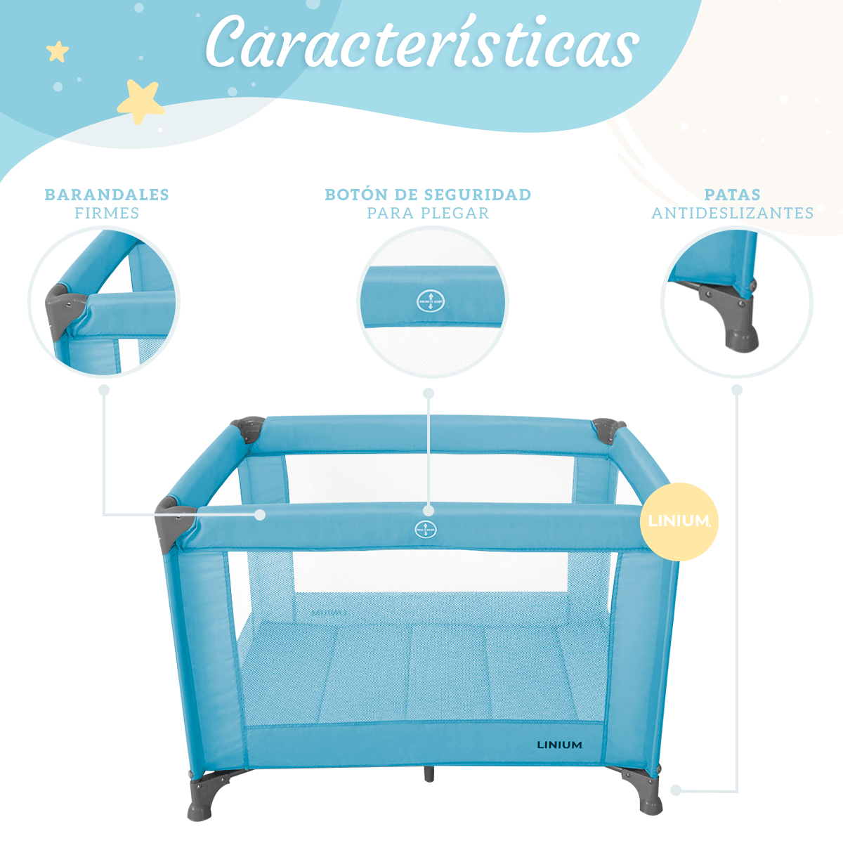 Foto 6 pulgar | Cuna Corral 2 en 1 Linium Plegable Azul