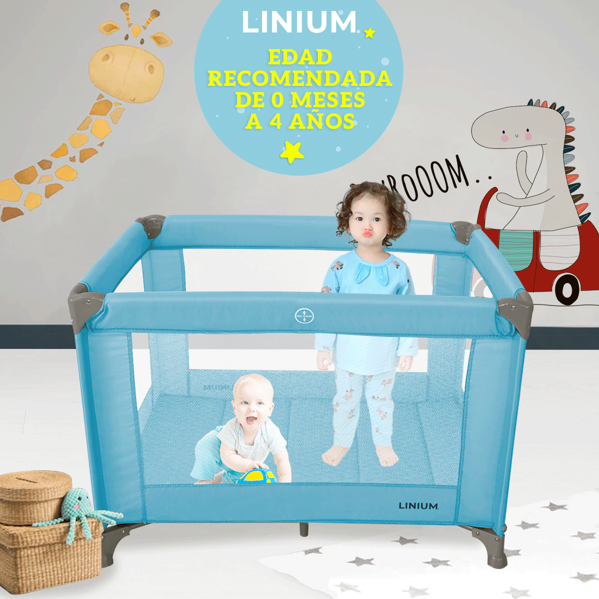 Foto 8 | Cuna Corral 2 en 1 Linium Plegable Azul