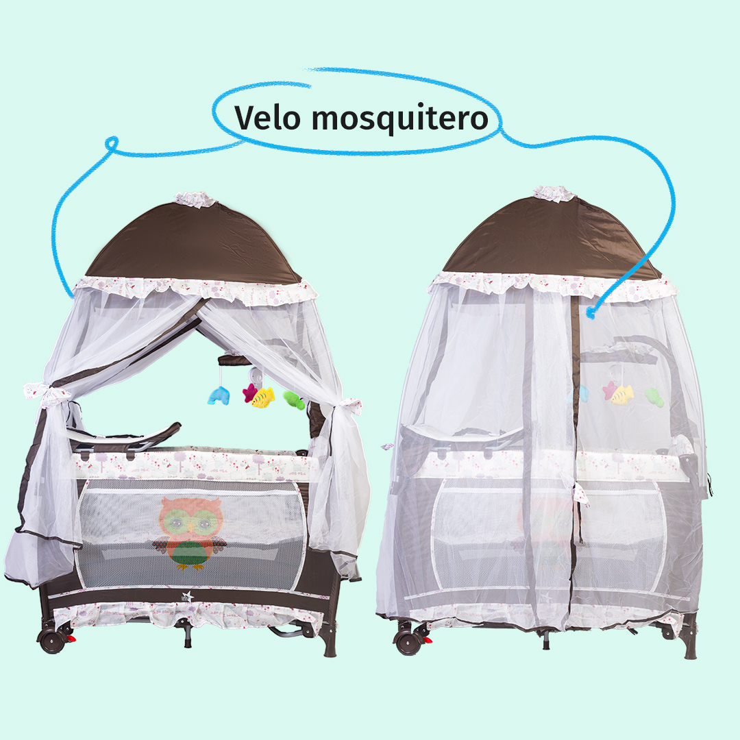 Foto 3 pulgar | Starkids Cuna Corral Draco Con Toldo Beige Café