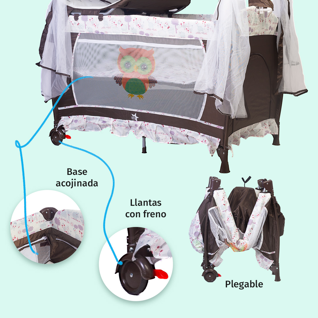 Foto 4 pulgar | Starkids Cuna Corral Draco Con Toldo Beige Café