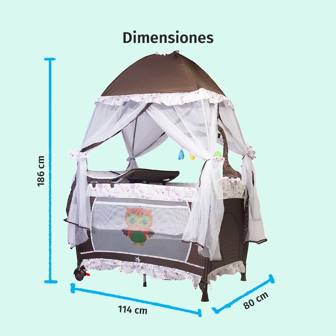 Foto 7 pulgar | Starkids Cuna Corral Draco Con Toldo Beige Café