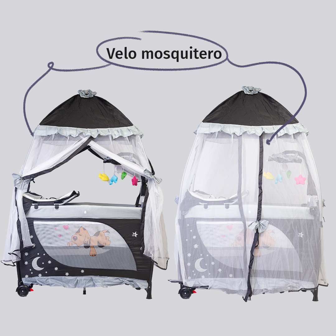 Foto 2 | Starkids Cuna Corral Draco Con Toldo Negro Gris