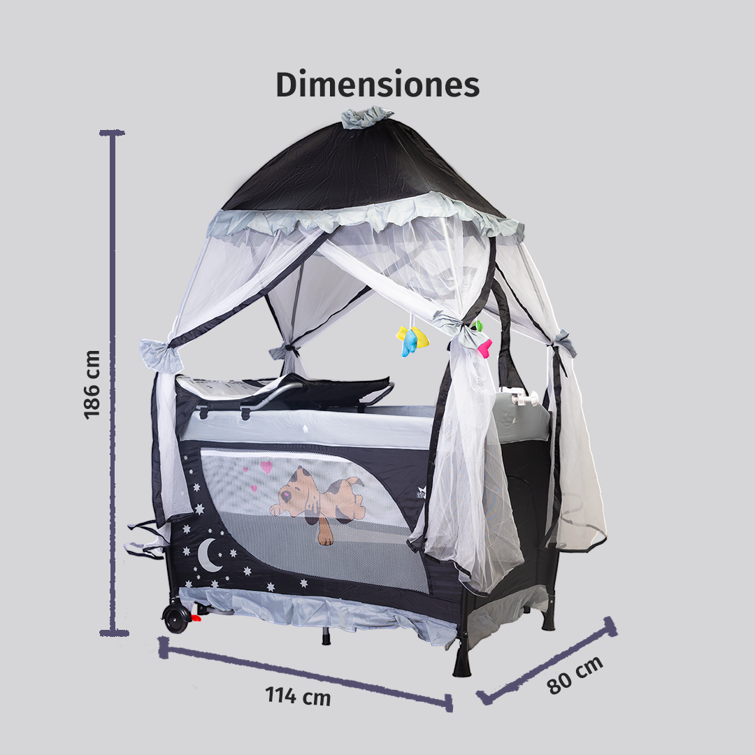 Foto 6 | Starkids Cuna Corral Draco Con Toldo Negro Gris