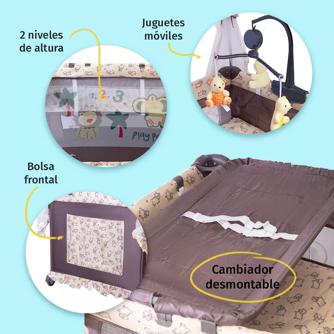 Foto 5 pulgar | Cuna Corral para Bebé Portátil Aeiou Argentina con Velo Alto Bariloche