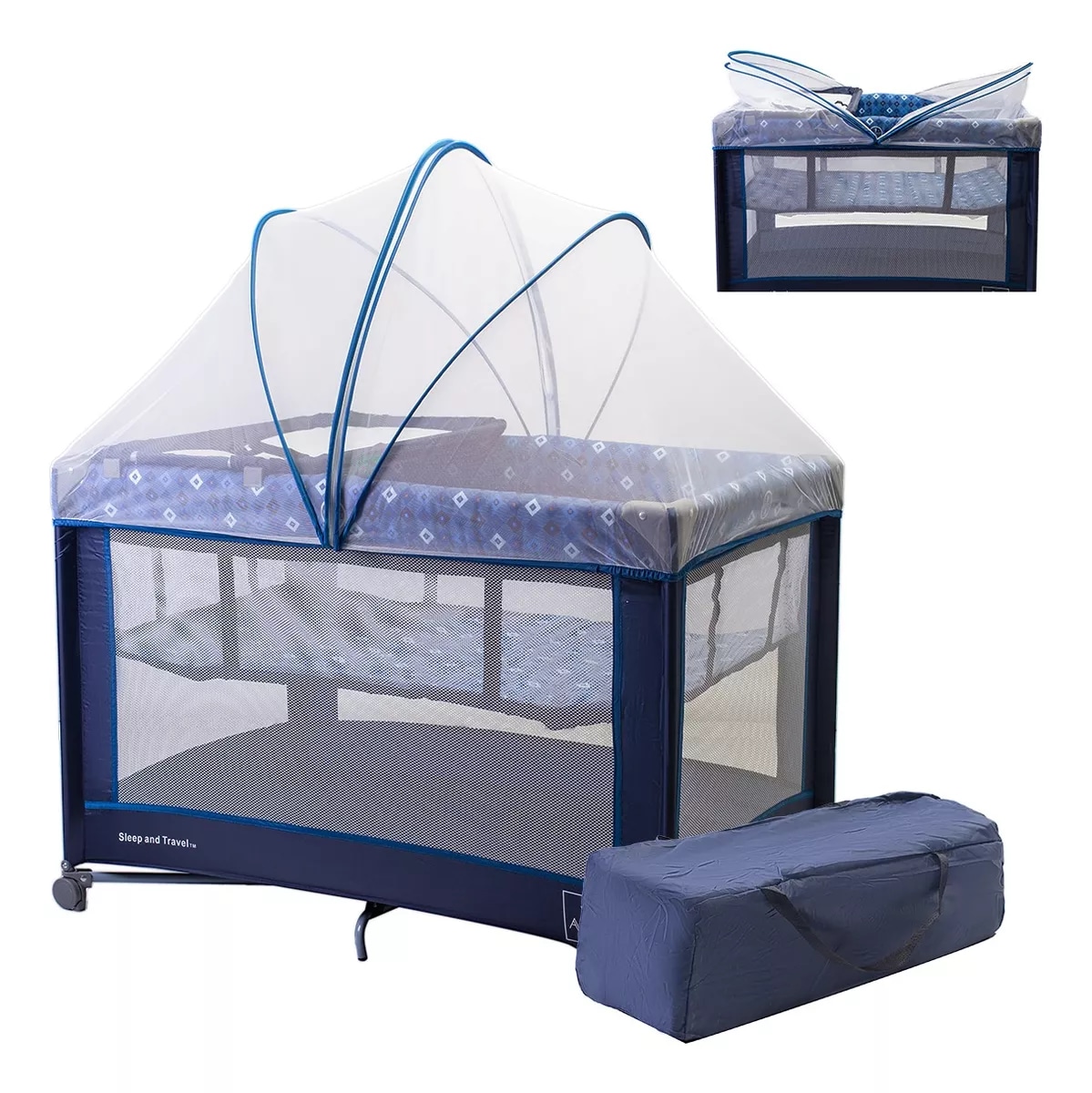 Cuna Corral Viajero Para Bebé Aeiou F303 Con Mosquitero $1,199