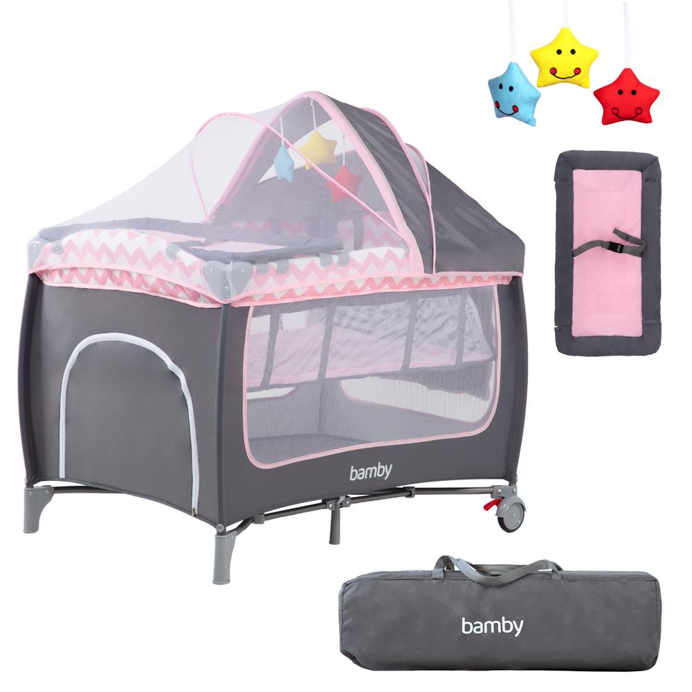 Cuna Corral para Bebe Plegable con Mosquitero y Cambiador