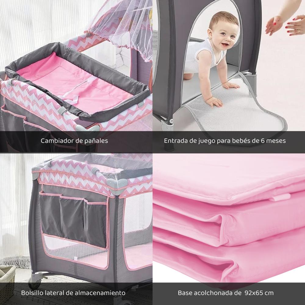 Foto 6 | Cuna Corral para Bebe Plegable con Mosquitero y Cambiador