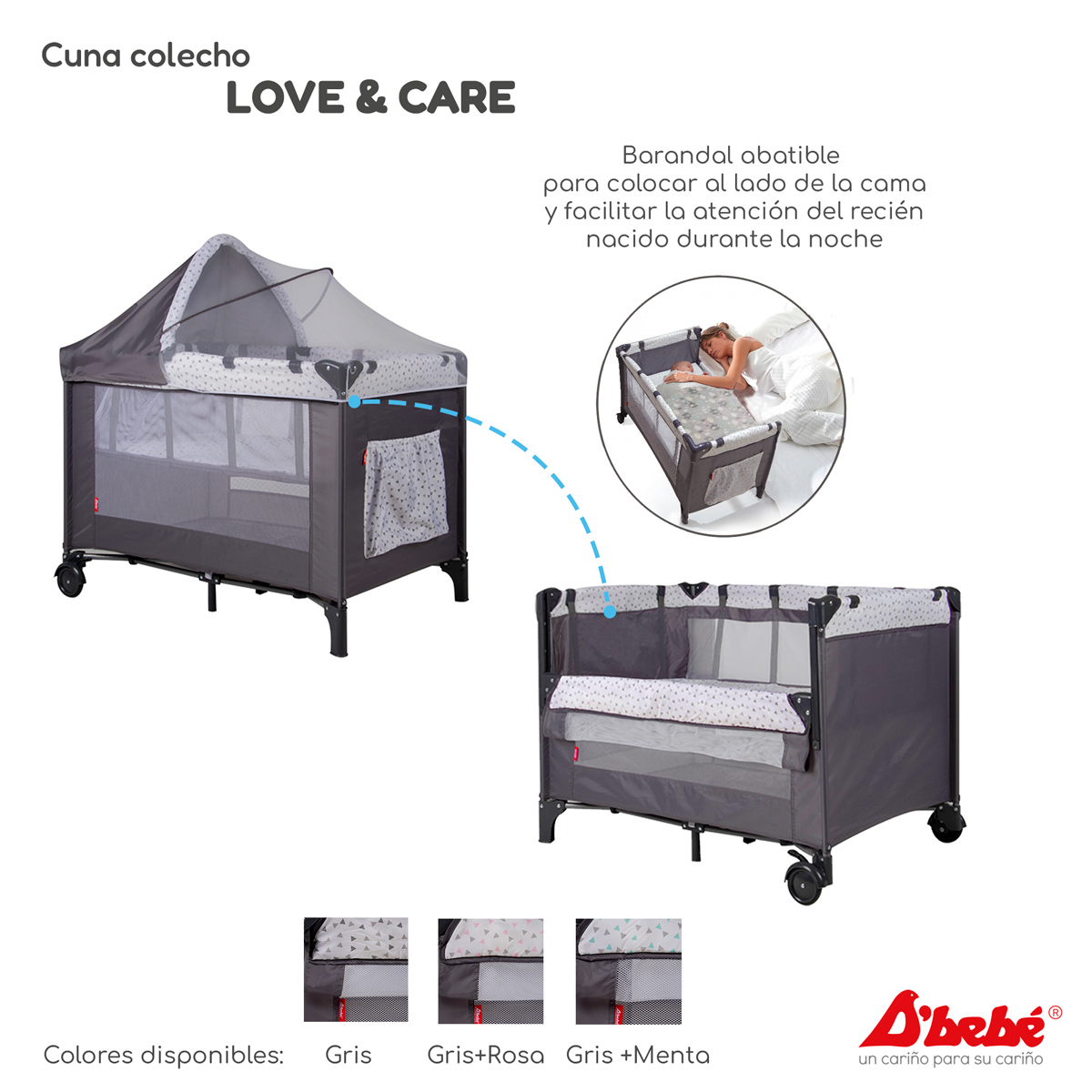 Foto 8 | Cuna Corral Colecho D'bebé Love & Care Gris