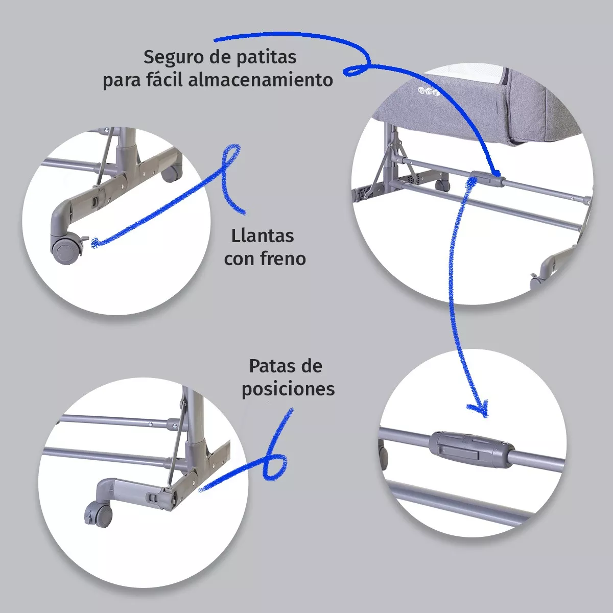 Foto 4 | Cuna Colecho Para Bebé Aeiou P766 Compacta Antirreflujo