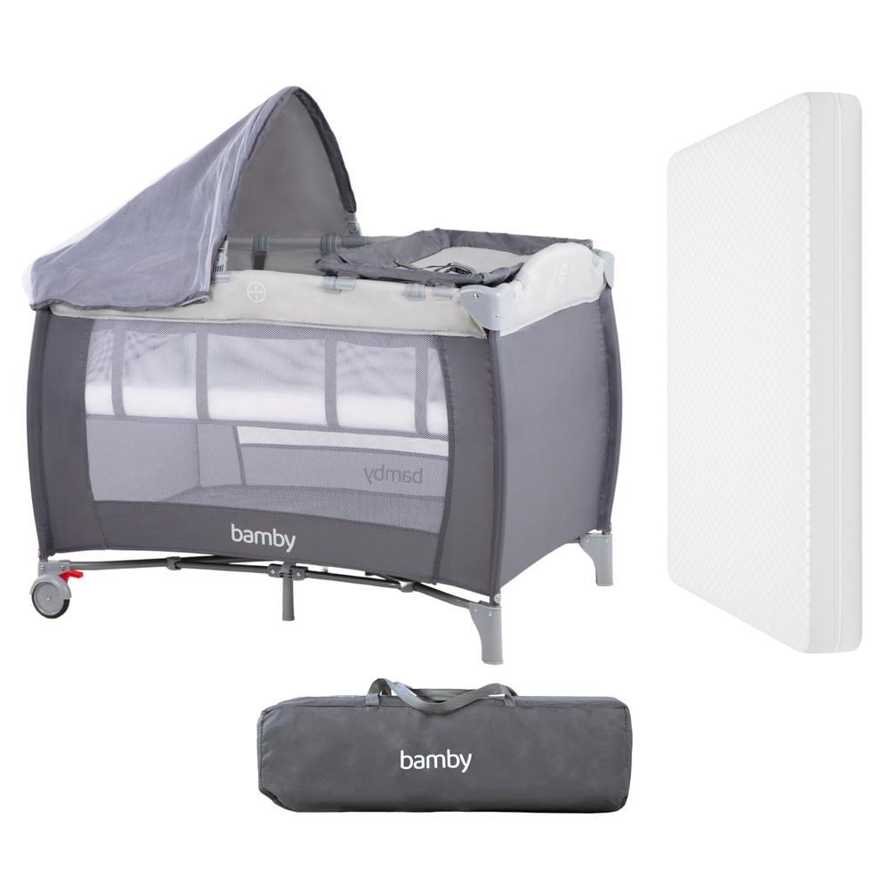 Cuna Corral Bamby Gris Plegable