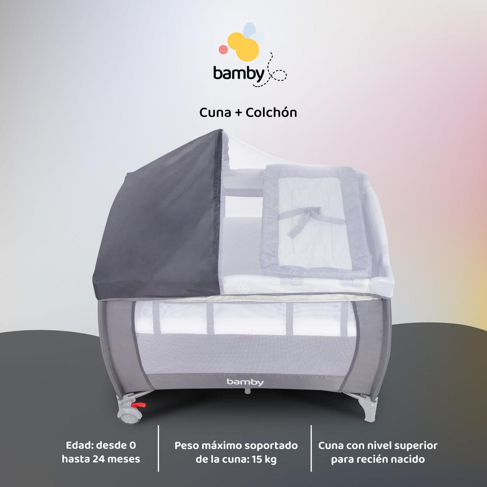Foto 3 pulgar | Cuna Corral Bamby Gris Plegable