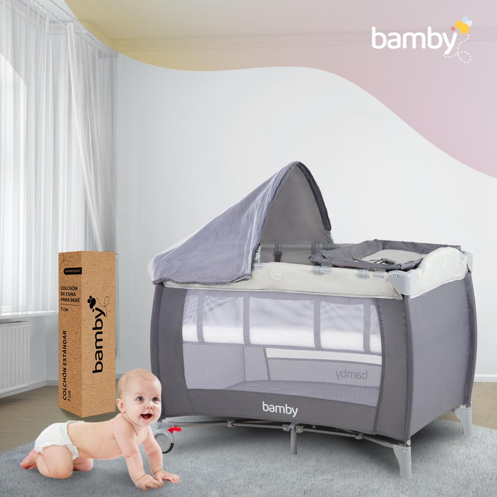 Foto 3 | Cuna Corral Bamby Gris Plegable